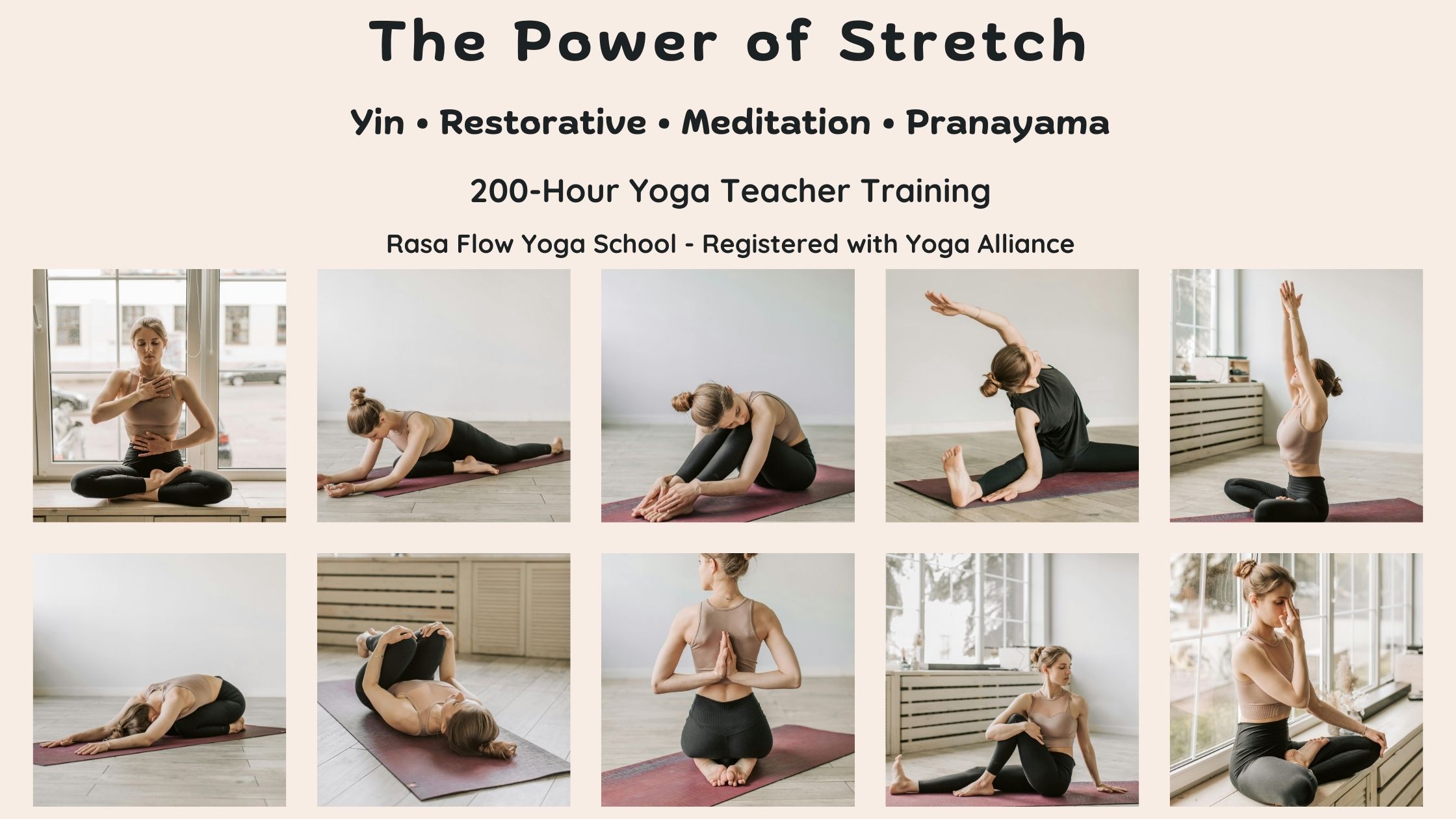 The Power of Stretch 200 Hour Yoga Teacher Training at Rasa Flow Yoga registered with Yoga Alliance